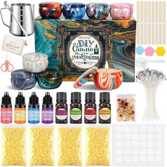 BGIUSQF Candle Making Set, DIY Candle Making Kit, Scented Candle Gifts Candle Making Kit, Contains 480 g Beeswax, 8 Candle Jars, Essence, Colour Essence, Candle Making Kit