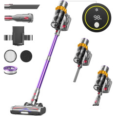 Anyson 45000 Pa/550 W/70 min Cordless Vacuum Cleaner, 1.6 L Battery Vacuum Cleaner, Super Quiet, Battery Vacuum Cleaner, Self-Charging with LED Display/Anti-Tangle Brush, Stick Vacuum Cleaner for Hard