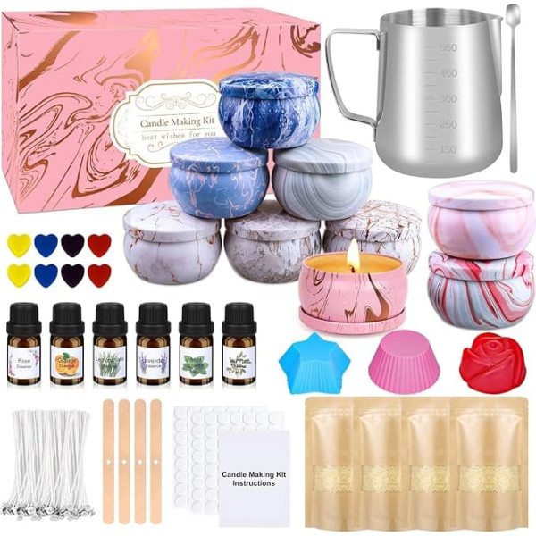 Candle Making Set, Candle Making Kit for Adults and Children, DIY Scented Candle Gift Set with Soy Wax, Essential Oil, DIY Accessory Set, DIY Soy Wax Candles Kit for Candle Beginners
