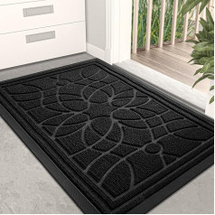 DEXI Outdoor Doormat, Non-Slip 60 x 90 cm, Dirt Trapper Mat, Outdoor, Washable, Weatherproof Door Mat Outdoor/Indoor, for Front Door, Balcony or Patio Door, Black