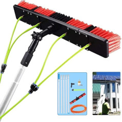 GWAWG 3-12 m High Clean Telescopic Pole with Water Connection, Professional Window Cleaner, Extendable Cleaner Conservatory Roof, Cleaning Photovoltaic and Solar Panels / 10 m Rod / 50 cm Brush