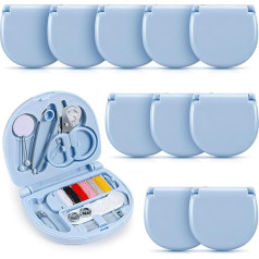 Yuxung Mini Travel Sewing Kit, Portable Emergency Sewing Kit, Mini Sewing Box with Threads, Scissors, Hand Sewing Needles, DIY Sewing Accessories for Beginners, Travelers, Hotel, Charity, Light Blue,