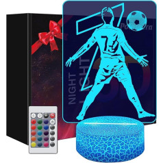 Polemera Portugal Footballer 7 Night Light 3D Optical Lighting with Remote Control 16 Colours Changeable Birthday Gift Football Fans Boys Girls Teenagers Men