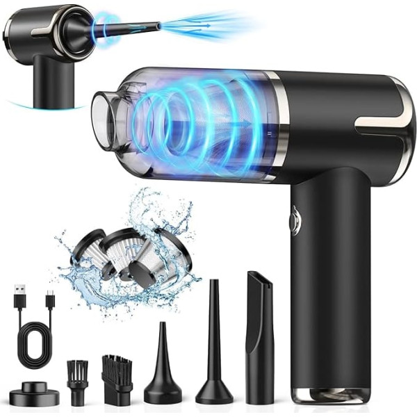 NIBSHOOM Handheld Vacuum Cleaner 18000 PA, 4-in-1 Handheld Vacuum Cleaner Battery with USB-C Quick Charge, 2 Speeds Compressed Air Car Vacuum Cleaner Strong, Multifunctional Mini Vacuum Cleaner for