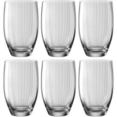 Leonardo Poesia Drinking Glass, Set of 6, Dishwasher-Safe Water Glasses, Glass Drinking Cups, Juice Glasses, Drinks Set, 460 ml, Glass, Grey, 022383