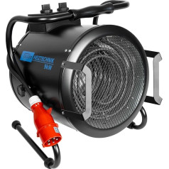 Güde Elektroheizer GH 9 E (9 kW, 2 Heizstufen 4,5/9 kW, Ventilatorfunktion, Gebläseleistung 742 m³/h, Neigungs- und Ausblaswinkel, Überhitzungsschutz, Kippschutz, stufenloser Thermostat)