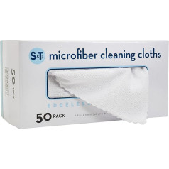 S&T INC. Microfiber Cleaning Cloth, Lint Free Shop Towels, Reusable Bulk Rags in One Box for Home, Kitchen and Car, 11.75 x 11.75 Inch, White, 50 Pieces with Box