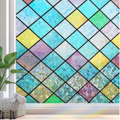 Zindoo Opaque Window Film Without Adhesives 3D Rainbow Effect Under Light Privacy Film Window Colourful Static Film Anti-UV 59.5 x 200 cm