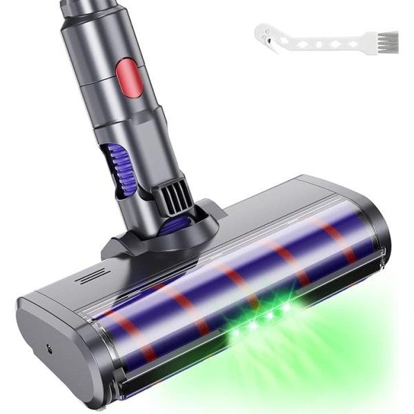 EVARY Motorised Electric Turbo Brush Replacement Vacuum Cleaner Head Compatible with Dyson V7 V6 V10 V11 V15, Floor Brush Accessories with Direct Drive and LED Lights for Carpet, Parquet and Tiles