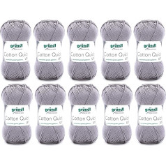 Gründl Cotton Quick Plain Knitting Yarn Crochet Yarn - 10 Balls of 100% Cotton Oeko-Tex Certified - 50g / 125m - Silver Grey