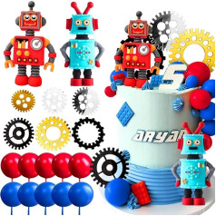 JeVenis Robot Costume Robot Birthday Science Cake Topper Gear Cake Topper for Birthday Party Robot Party Supplies