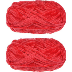 uxcell 2 Strands Velvet Yarn Chenille Yarn 2 x 100g 170m Total Length #6 Super Bulky Polyester Soft Blanket Yarn for Knitting Weaving Bags Scarf Red