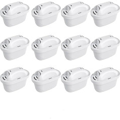 FOIRCEADAL Pack of 12 Filter Cartridges, Water Filter Replacement for Maxtra+, Brita Style, Mavea Elemaris XL Water Tank, Reduces PFAS, PFOA/PFOS, TÜV SÜD, NSF Certified, with Microdisc Filter