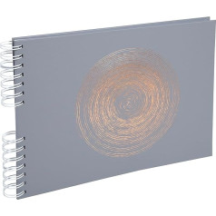 Exacompta Ellipse 16168E Spiral Bound Photo Album 150 Photos 50 White Pages Format 32 x 22 cm Grey Faux Leather Cover with Rose Gold Marking in the Shape of an Ellipse