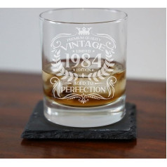 Always Looking Good 39th Birthday Whisky Glass for Men, Vintage 1984 Aged to Perfection Engraved Gift for 39 Year Old Etched Whisky Bourbon Scotch Lowball Tumbler Glasses
