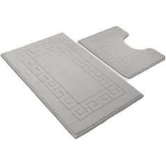 Paradise Products Greek Carpet Style 2 Piece Non Slip Bath Mat Set Silver