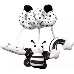 KAKIBLIN Crib Decorations Toy, Baby Crib Toy Hanging Decorations Plush Toy for Crib Bed Pram Spiral Plush Toy Car Seat Travel Toy for Infants, Black