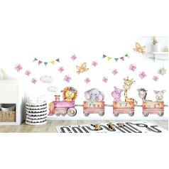 WONDER MURALS Wall Sticker for Children's Room Decoration Girls Boys Baby Wall Sticker Animals on Train Butterflies Wall Sticker Wall Decoration Baby Room