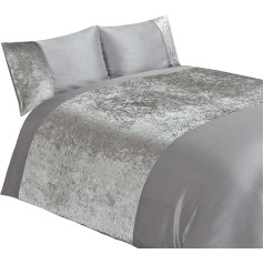 Luxury Crushed Velvet Panel Double Duvet Cover Set