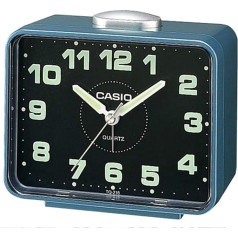 Casio TQ218/2 Travel Alarm Clock, Metallic Blue/ Black