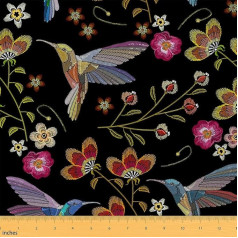 Outdoor Waterproof Fabric Hummingbird Tropical Birds Upholstery Fabric for Chairs Hummingbird Flowers Reupuster Fabric Decoration 92 x 150 cm (L x W)