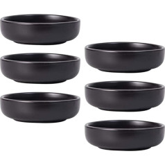 HEMOTON Mini Dipping Bowls Set of 6 Ceramic Dip Bowls Set Simple Art Soy Dip Dip Dishes Spice Plates Multipurpose Porcelain Side Dish Bowl Black Sauce Serveware