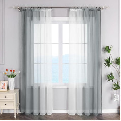 ESLIR Curtains Transparent Curtains Gradient Voile Pack of 2