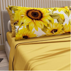 PETTI Artigiani Italiani - Cotton Bedding Set with Pillowcases with Digital Print, Double Bed Sheet Set, Sunflower, 100% Made in Italy