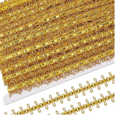 GORGECRAFT 20Yds x 20 mm Metallic Lace Trim Gold Centipede Braided Lace Ribbon Decorated Gimp Fringe Trim Tassel for DIY Jewellery Crafts Bridal Costume Sewing Making