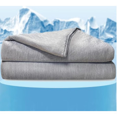 Pasper Cooling Blanket 200 x 220 cm - Summer Blanket Self-Cooling - Q-max < 0.43 - Cuddly Blanket Grey - Thin Blanket - for People, Children, Babies and Pets