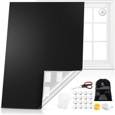Mishukaze Roof Window Blackout 300 x 145 cm with 16 Suction Cups and 20 Velcro Fasteners, Can Be Cut to Size, Blackout Roller Blind, No Drilling Required, for Bedroom, Attic, Car, Travel