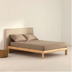 Belum Satin Duvet Cover Set 300 Thread Count for 150/160 cm, Flat Sheet 240 x 270 cm, Fitted Sheet 160 x 200 cm + 35 cm, Pillowcase 50 x 80 cm, 2 Pieces, Greige