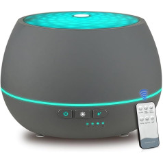 Aroma Diffuser with Remote Control, 500 ml Fragrance Oil Essential Oils Diffuser Humidifier for Room, Spray Time Up to 12 Hours, 7 Colour LEDs, 4 Timers, Cold Mist, Waterless Auto-Off
