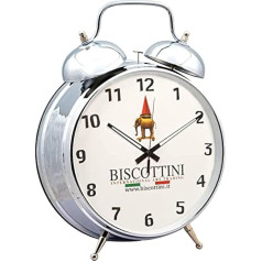 Biscottini Giant Alarm Clock 48 x 35 x 15 cm Large Alarm Clock Bedside Alarm Clock Analogue Metal Chrome-Plated Silver / Black 30 cm