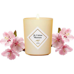 MY JOLIE CANDLE - Cherry Blossom Scented Candle 70g - Mama Je t'aime Label - Gift for Women and Mother - Natural Plant Wax - French Fragrance - Cotton Wick