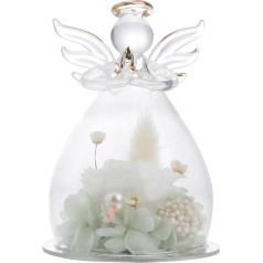 Homoyoyo 1 x Glass Jar Valentine Figurines Eternal Angel Decoration Gifts Display Forever Real Mum Wedding Angel Handmade Roses