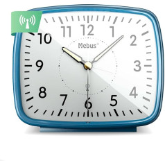 Mebus Analogue Radio-Controlled Alarm Clock in Retro Design with Rounded Corners / Material: Plastic / Colour: Blue / Model: 25363