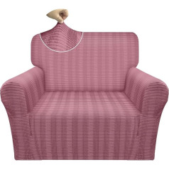 Granbest Luxury Velvet Plush Chair Cover 1 Seater Super Stretchy Couch Cover Ski Friendly Sofa Slipcover for Pets Kids (1 Seater, Pink)