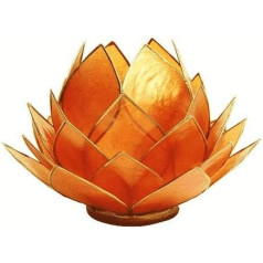 Teelichthalter Kerzenhalter Lotus Blume Capiz Orange 15x15 cm