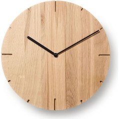 Natuhr Wall Clock Oiled Oak Wood Clock Solid Wood Precise Radio Movement Puristic Modern Scandinavian Design (untreated oak)