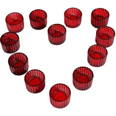 VOHO Red Candle Holders for Table Decoration, Tea Light Holders, Set of 12 for Small Tealights, Glass Votive Candle Holders for Her, Valentine's Day, Christmas(2 x 1.4 inches)