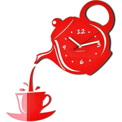 FLEXISTYLE Modern Wall Clock for Kitchen Cup and Jug 45 cm x 45 cm 3D Silent Design Made in EU