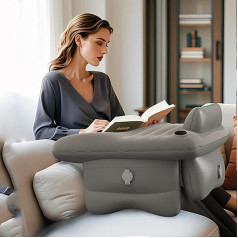 QHENS Lap Desk Cushion for Bed, Inflatable Reading Cushion for Playing, Laptop Cushion Lap Tray with Armrests for Sofa, Portable Reading Support Cushion with Air Pump