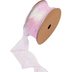 Wisafory 10 Yards Organza Ribbon Decorative Ribbon Gift Ribbon Shimmering Organza Ribbon with Wired Edge Ribbon Fabric Ribbon Organza Ribbons Craft Ribbon for Bouquets Gift Packaging Pink 4 cm