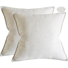 Lutanky Eleganter Leinen-Kissenbezug, dekorativer Kissenbezug, für Sofa, Schlafzimmer, Beige (Beige, 45 x 45 cm, 2 Stück)