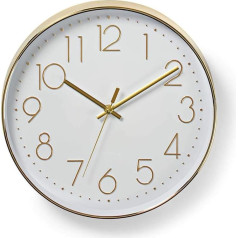 NEDIS CLWA015PC30GD Circular Wall Clock | 30 cm Diameter | Easy To Read Numbers | Gold