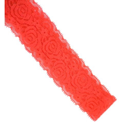 Blausky Elastizität Spitzenband,Spitze-Borten,Rose Schleifenband,Spitzenbordüre,Vintage Band,Geschenkband,Spitzenstoff Zum Nähen für Unterwäsch,Hochzeit,Tischdeko,Basteln,4 cm x 15 Yards,Rot