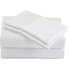 Peru Pima BREATHABLE/DEEP POCKET COTTON | 415 THREAD COUNT | Solid 4 Piece Bedding Set (1 Flat Sheet, 1 Fitted Sheet, 2 Pillowcases) | White | Cotton Sheets Queen Size