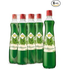 YO Waldmeister Syrup (6 x 700 ml) - 1 x Bottle Makes up to 6 Litres of Ready Drink - No Sweeteners and Preservatives, Vegan