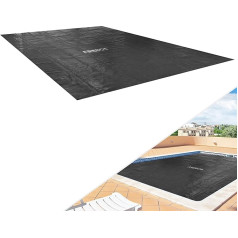 Arebos Pool Solar Tarpaulin Square 3 x 2 m Black Solar Tarpaulin Thickness 120 µm Solar Film Can Be Cut to Size Pool Heating Water Heating Heat Tarpaulin